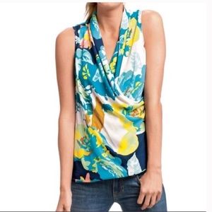 Cabi Blouse Style #741 Large Multicolor Faux Wrap